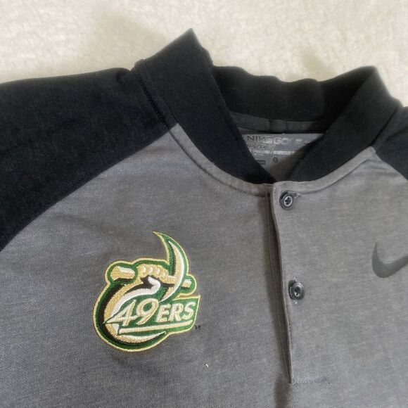 Nike Charlotte 49ers Polo Men's L Dri-Fit Blade Collar Short Sleeve‎ Shirt Grey - Picture 2 of 9